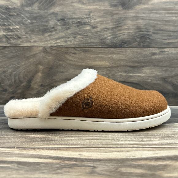 NIB Born Zoe Wool Shearling 9M Slip On Clogs Slides Cognac - Picture 5 of 11